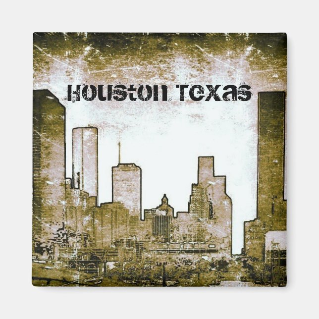 Imã Houston Texas Skyline Art (Magnet) (Frente)