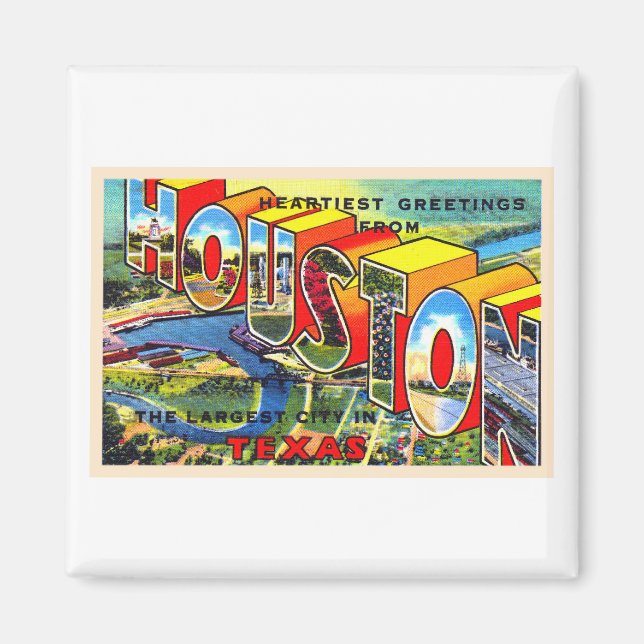 Imã Houston Texas TX Vintage Grande - Cartão postal (Frente)