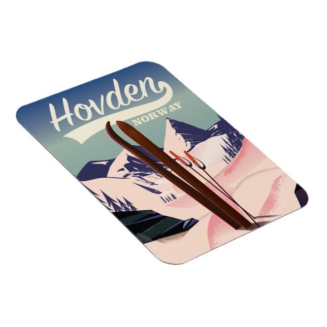 Ímã Hovden Norway Ski poster de viagens. (Lado Direito)