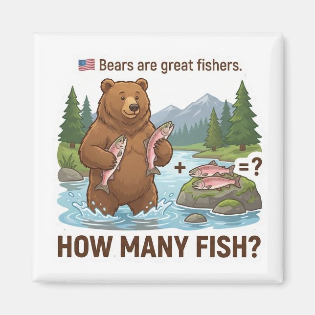 Imã How Many Fish? – Bear Fishing Learning Magnet (Frente)