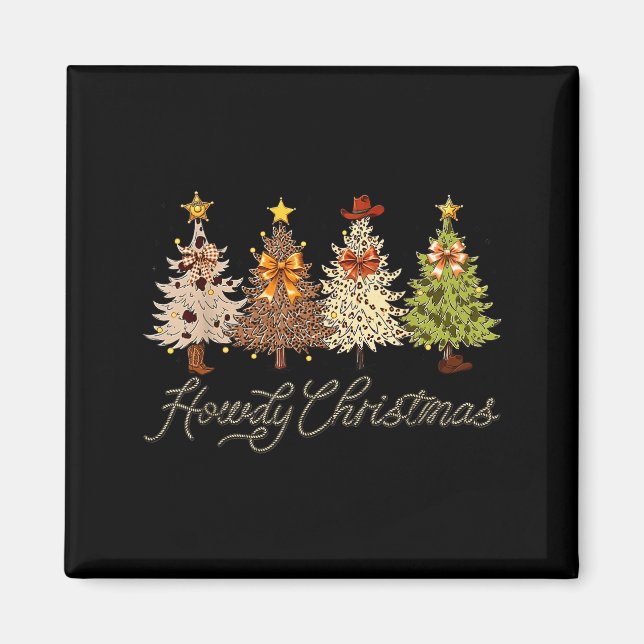 Imã Howdy Christmas Tree Coquette Bow Western Cowboy C (Frente)