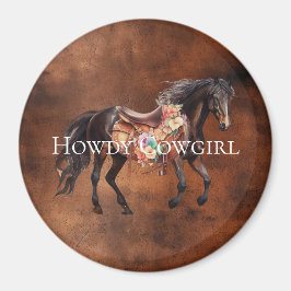 Imã Howdy Cowgirl Horse Floral Saddle