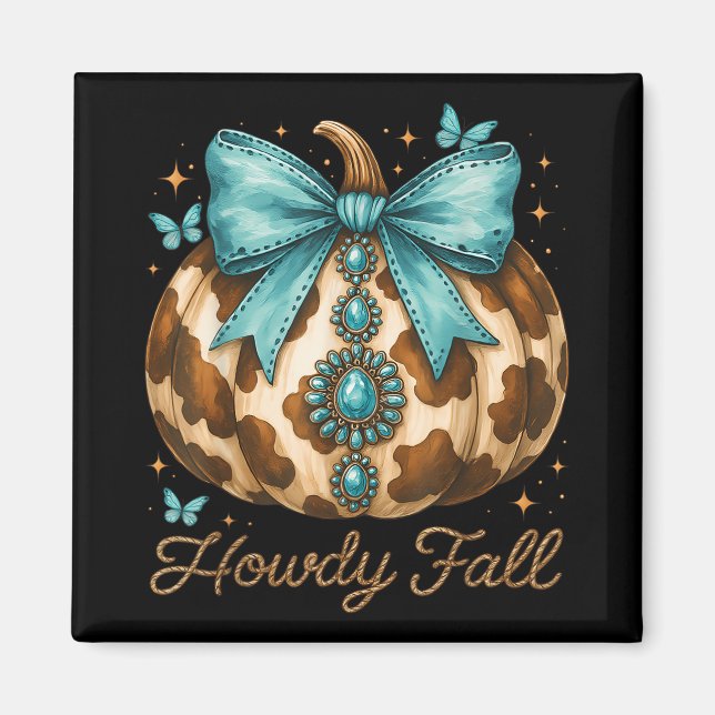 Imã Howdy Fall Leopard Pumpkin Coquette Arco Western (Frente)