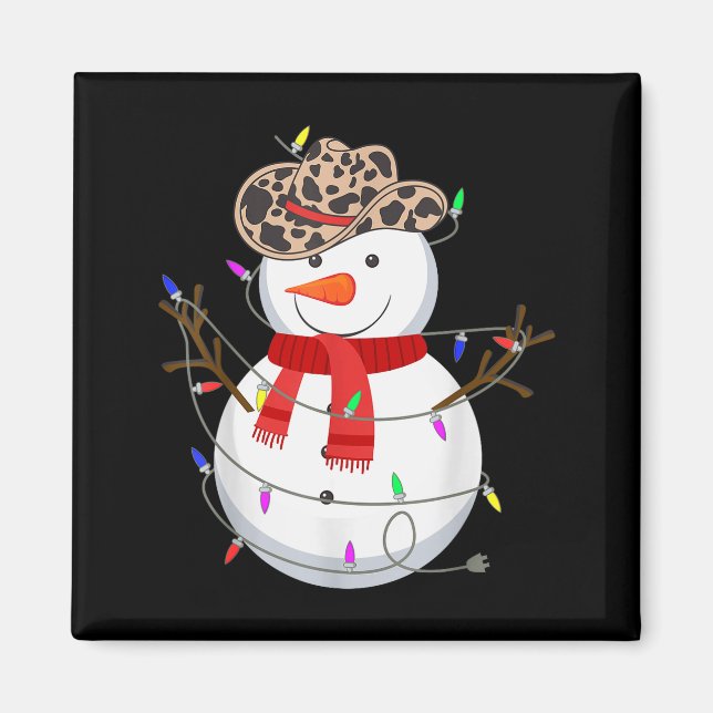 Imã Howdy Snowman Funny Cowboy Hat Western Christmas 2 (Frente)