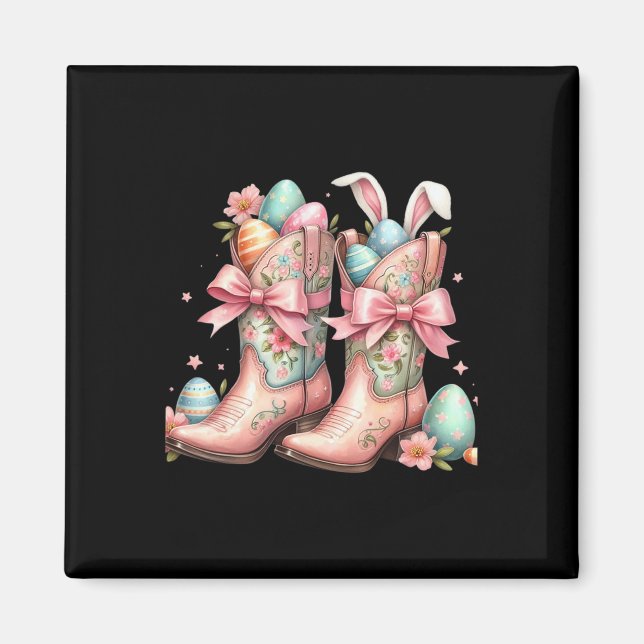 Imã Howdy Western Easter Bunny Coquette Cowboy Boots E (Frente)