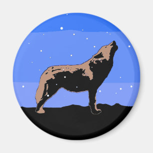 Imã Howling Wolf no inverno - Arte original sobre a vi