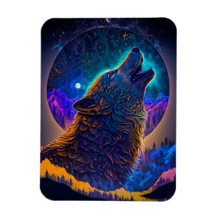 Ímã Howling Wolf Surreal Fantasy
