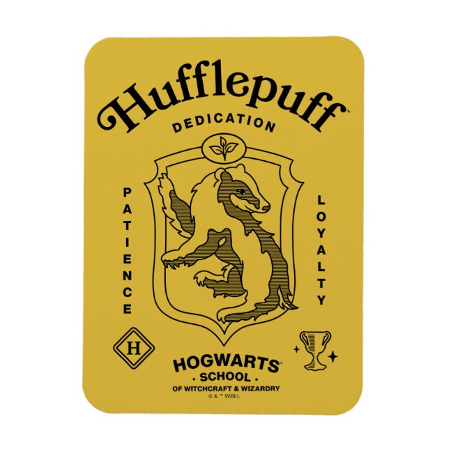 Ímã HUFFLEPUFF™ Dedicação Paciência Lealdade Brasão (Vertical)