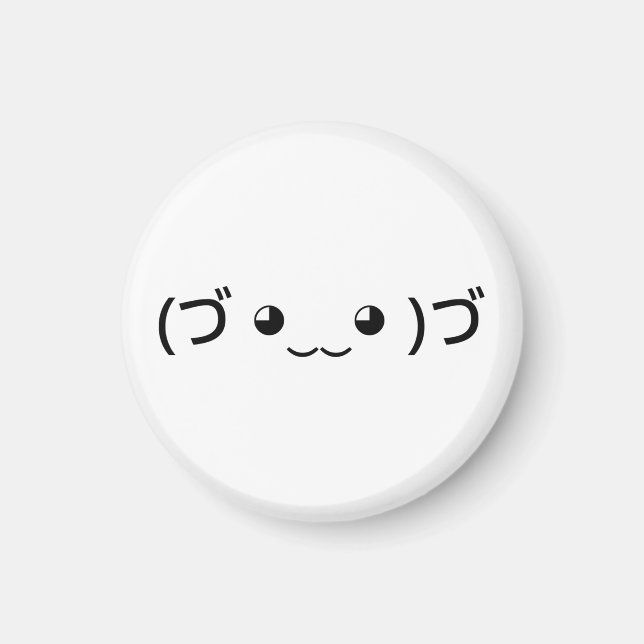 Imã Hugging Emoticon (づ ◕ ‿ ◕ ‿ )づ japonês Kaomoji (Frente)