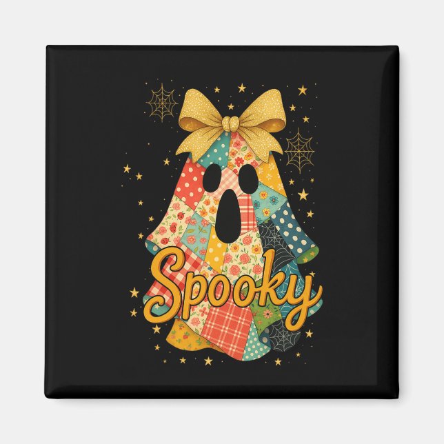 Imã Hugvyn Halloween Patchwork Spooky Ghost Arco Prepp (Frente)