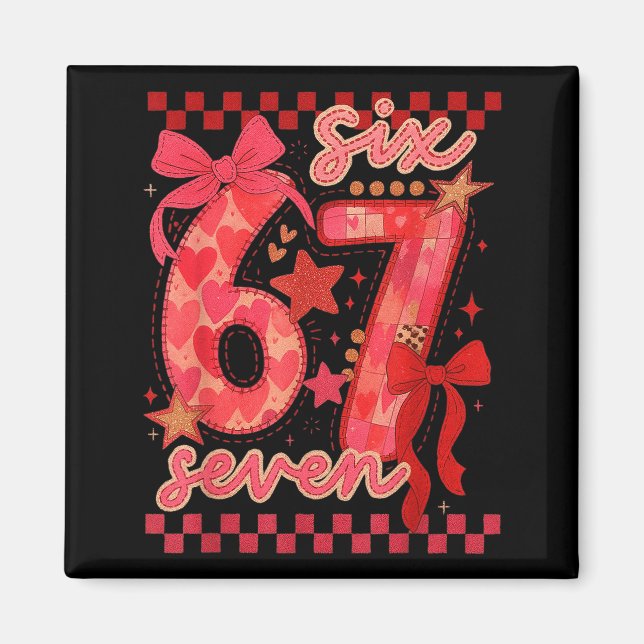 Imã Hugvyn Six Seven Valentine 6 7 Meme Xadrez Coqu (Frente)