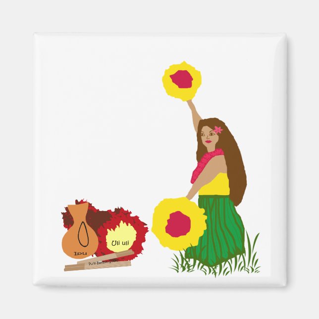 Imã Hula Dancer com seu ímã dos Instrumentos do Havaí (Frente)