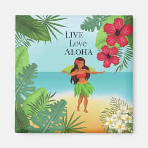 Imã Hula Girl Live Love Aloha
