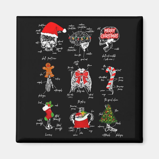 Imã Human Skeleton Anatomy Christmas Medical Student X (Frente)