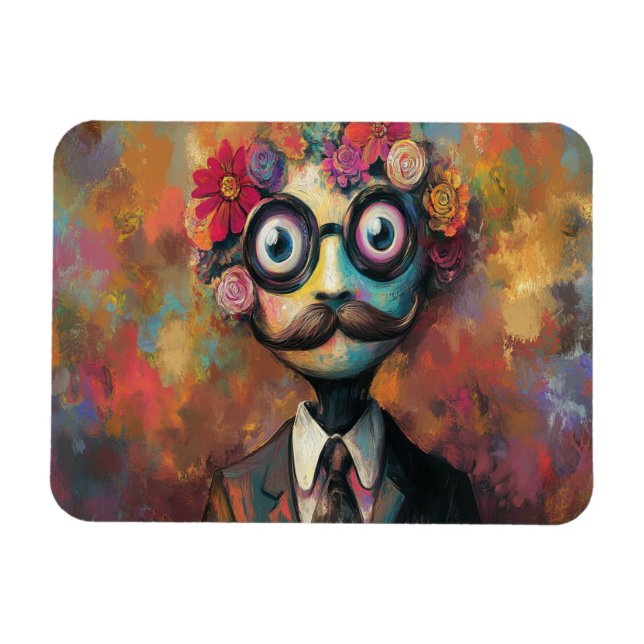 Ímã Humanoide Caprichoso Com Olhos Grandes e Cabelo Fl (Horizontal)