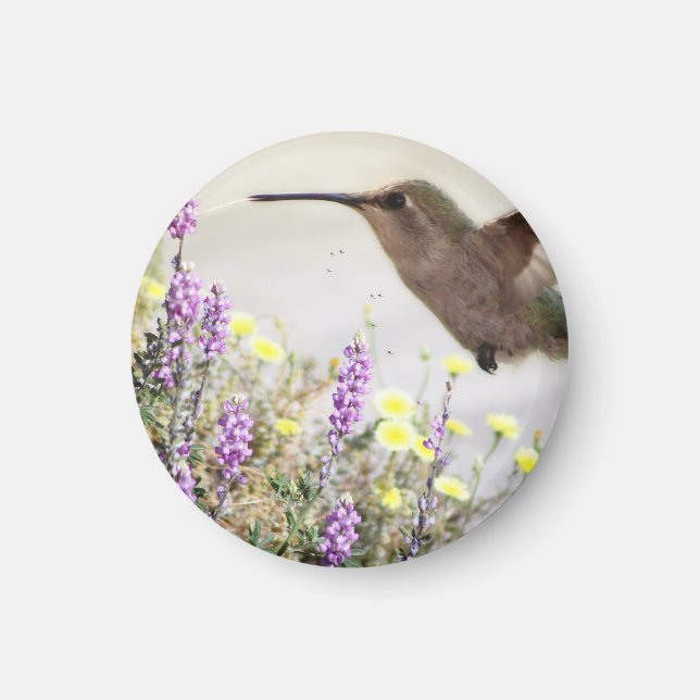 Imã Hummingbird e flores silvestres Arte digital (Frente)