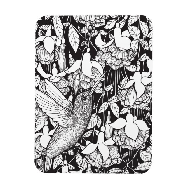 Ímã Hummingbird e fuchsia (Vertical)