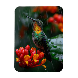 Ímã Hummingbird Emperrado na Flor Brilhante