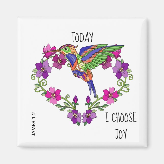 Imã Hummingbird, eu escolho Joy, James 1:2 (Frente)
