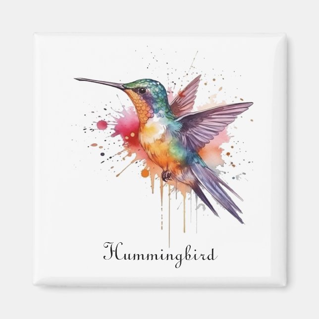 Imã Hummingbird exótico e colorido personalizável (Frente)