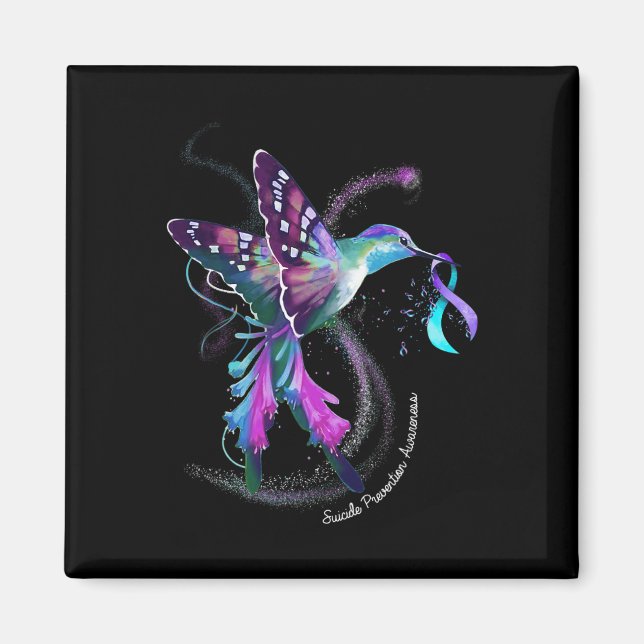 Imã Hummingbird Roxo Azul Fita Suicídio (Frente)