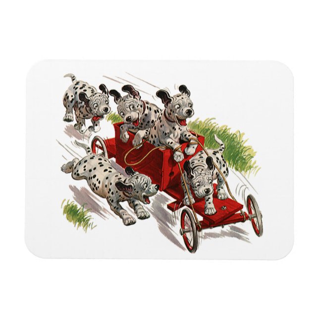 Ímã Humor Antigo Cachorrinhos Dalmatas Caminhão de Bom (Horizontal)