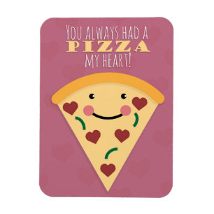 Ímã Humor com fatia de pizza feliz dia de os namorados