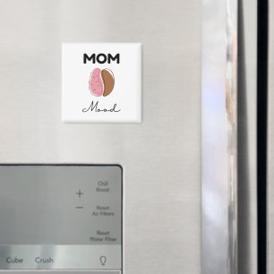 Imã Humor Mãe Café Cérebro Design Minimalista