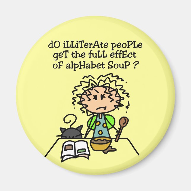 Imã Humor Pessoas analfabeto (Frente)