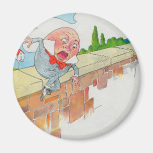Imã Humpty Dumpty sentado em uma parede