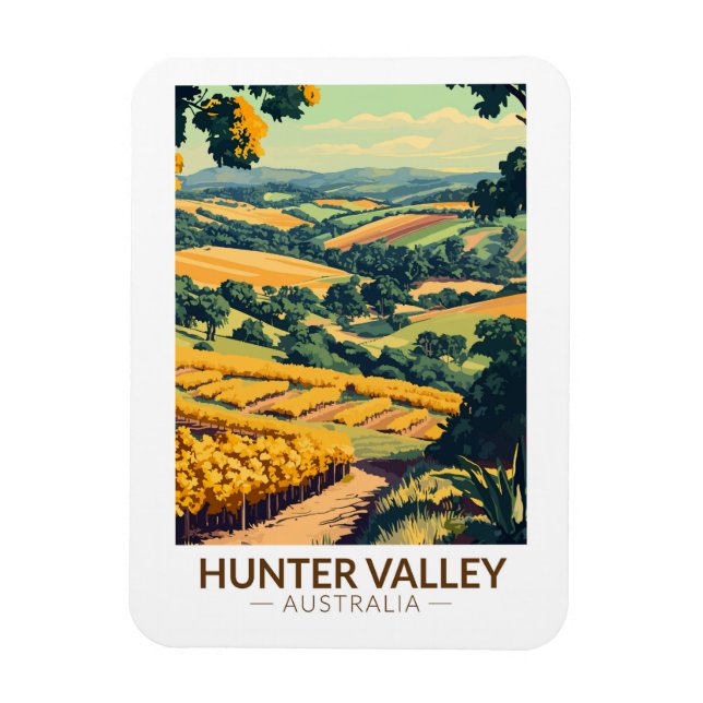 Ímã Hunter Valley - Austrália - Ilustração Viagem Art (Vertical)