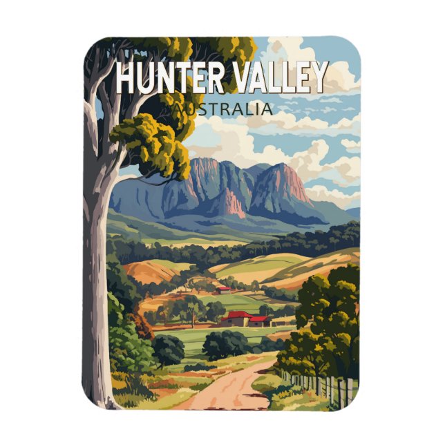 Ímã Hunter Valley Austrália Viagem Arte Vintage (Vertical)