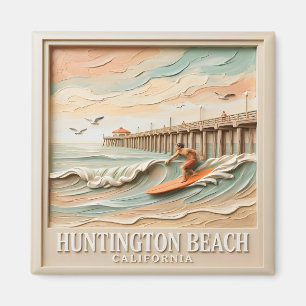 Imã Huntington Beach Califórnia Surf Texturizado Vinta