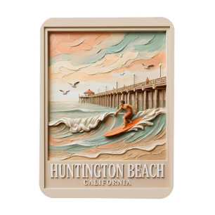 Ímã Huntington Beach Califórnia Textura Surfista Surfe