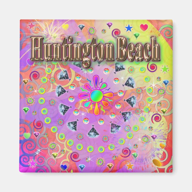 Imã Huntington Beach Lucky Ouro Magnet (Frente)