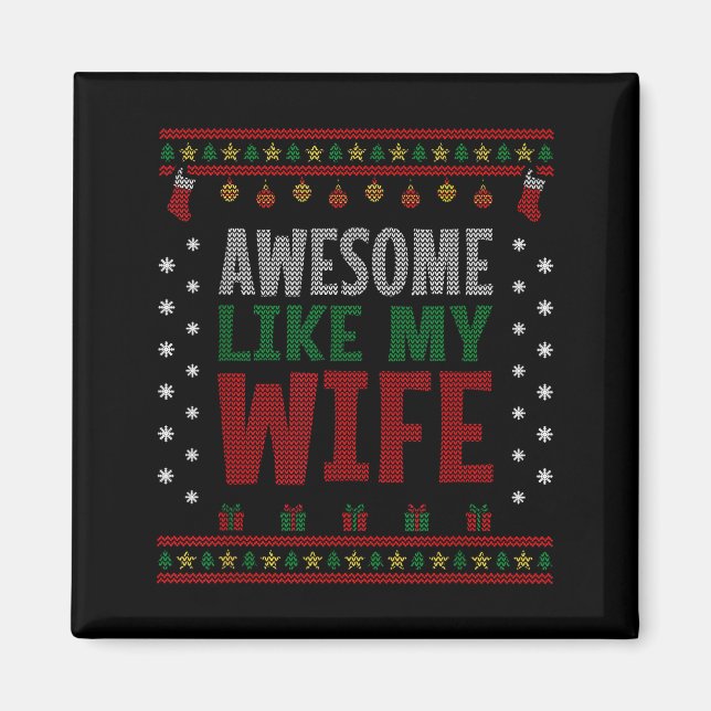 Imã Husband Christmas - Funny Awesome Like My Wife  (Frente)