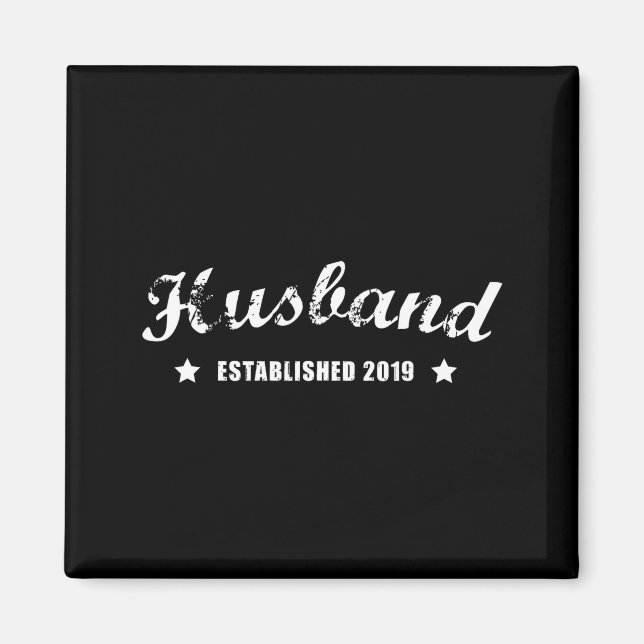 Imã Husband Est 2019 Vintage Wedding Design (Frente)