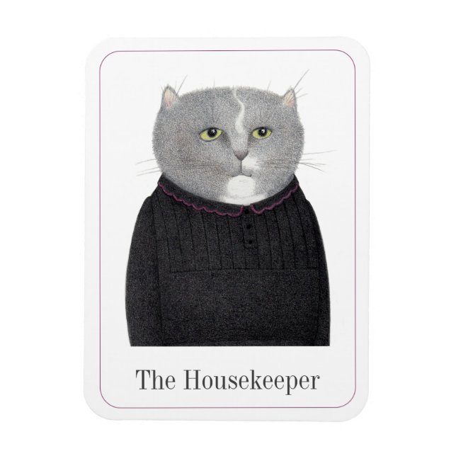 Ímã HUSEKEEPER CAT 3x4 Magnet flexível + Texto II (Vertical)