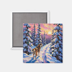 Imã Husky Antigo na Trilha Florestal de Natal Nevada