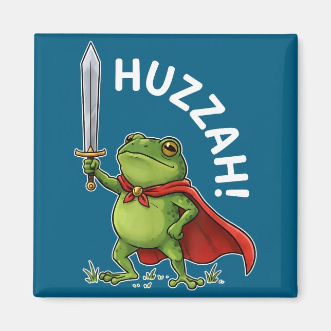 Imã Huzzah Frog Knight Funny Sword Meme Frog Quote Men (Frente)