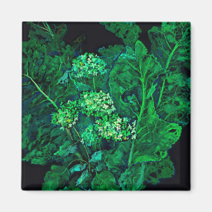 Imã Hydrangea e Horseradish Floral Art Black & Green