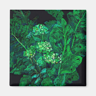Imã Hydrangea e Horseradish Floral Art Black & Green