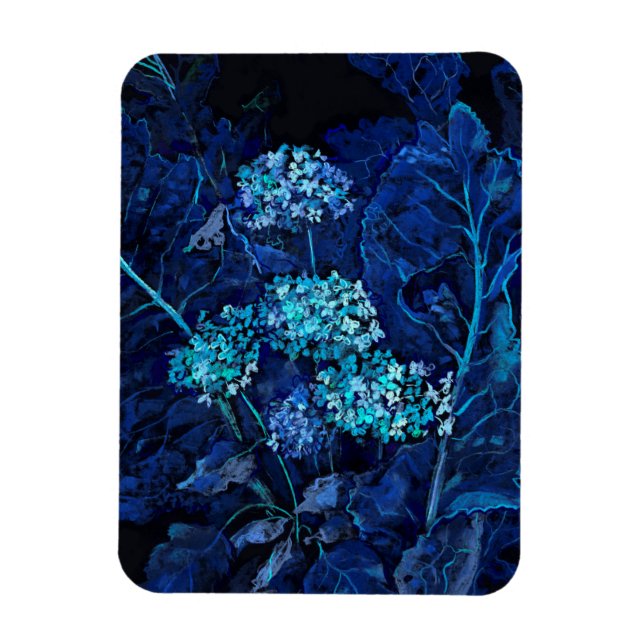 Ímã Hydrangea Flowers Horseradish Floral Painting Blue (Vertical)