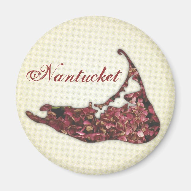 Imã Hydrangea Map of Nantucket Island, Massachusetts (Frente)