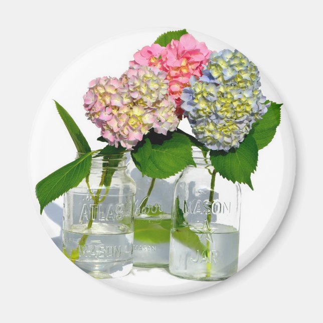 Imã hydrangeas e mason jar (Frente)