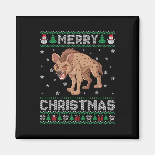 Imã Hyena Animal Men Crianças Suéter De Natal Feio (Frente)