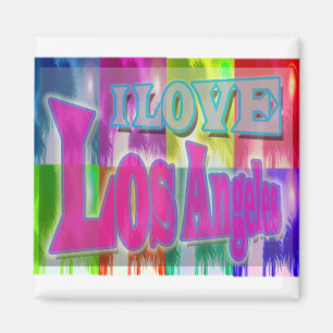 Imã "I AMVE Los Angeles" Colorful Palms Magnet