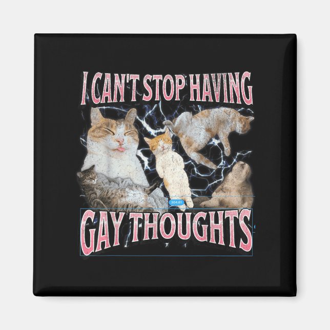 Imã I Can't Stop Having Gay Thoughts Funny Cat Meme Bo (Frente)