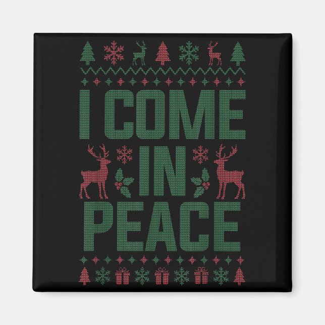 Imã I Come In Peace Couple Matching Ugly Christmas Swe (Frente)