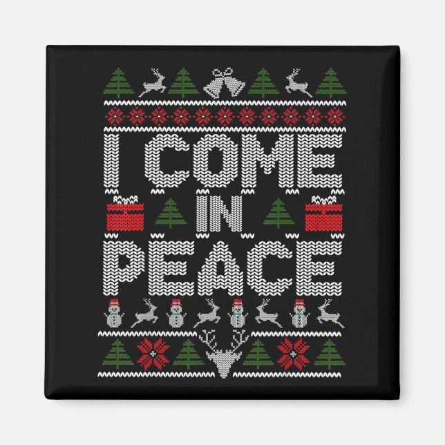 Imã I Come In Peace Couple Matching Ugly Christmas Swe (Frente)